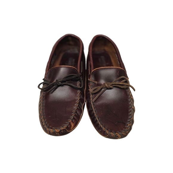 MINNETONKA‎  Driving Loafers Slip On Casual Size 10 Brown Leather - Picture 1 of 6